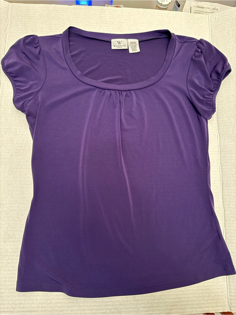 Worthington Deep Purple Scoop Neck Short Sleeve Top